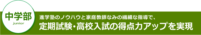 中学部　進学塾のノウハウと家庭教師並みの繊細な指導で、定期試験・高校入試の得点力アップを実現